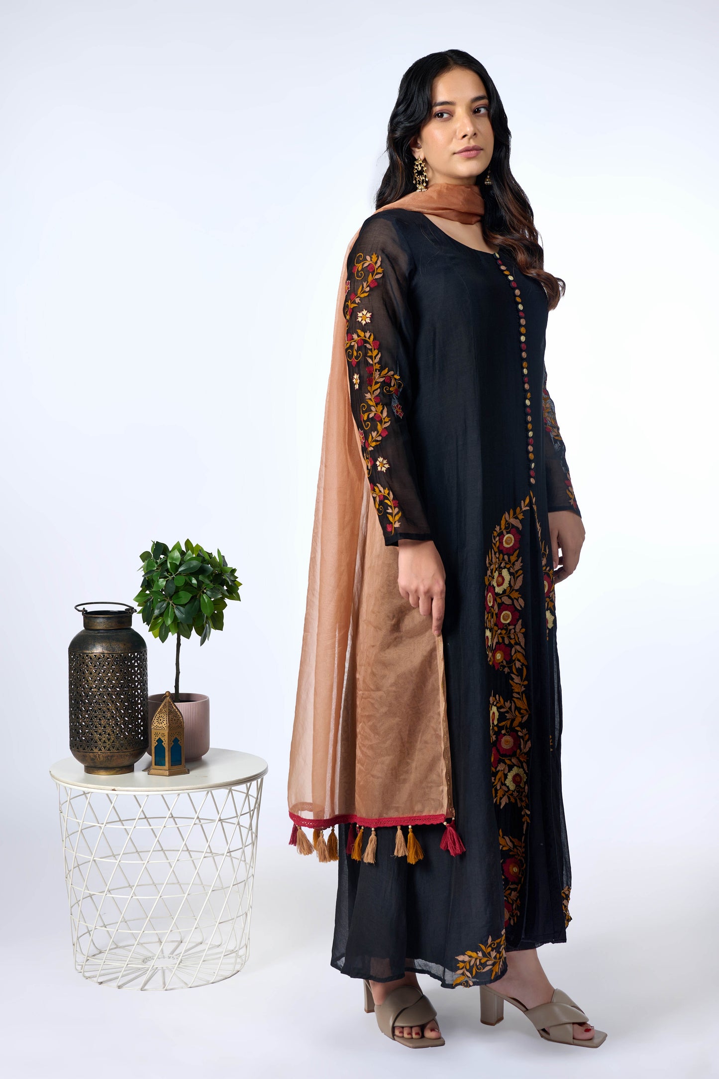 Blooming Black Kurta Set