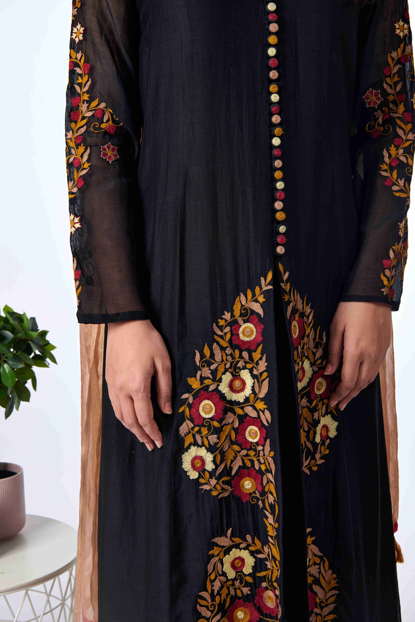 Blooming Black Kurta Set