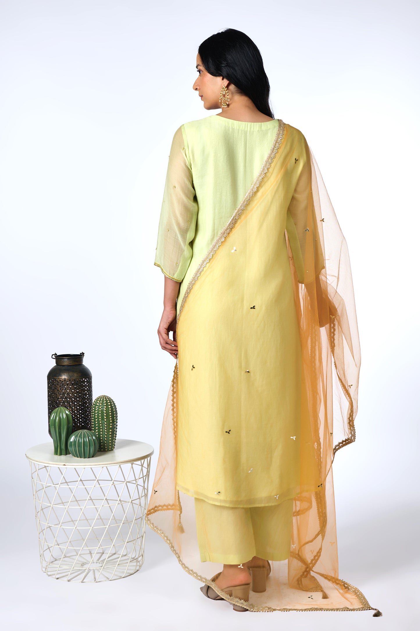 Orange Yellow Ombré Kurta Set